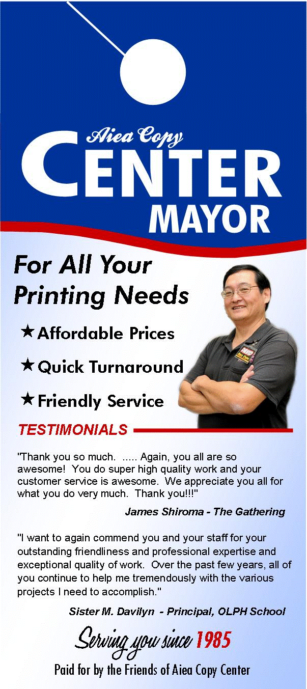 Aiea Copy Center Information on Door Hangers and Tags
