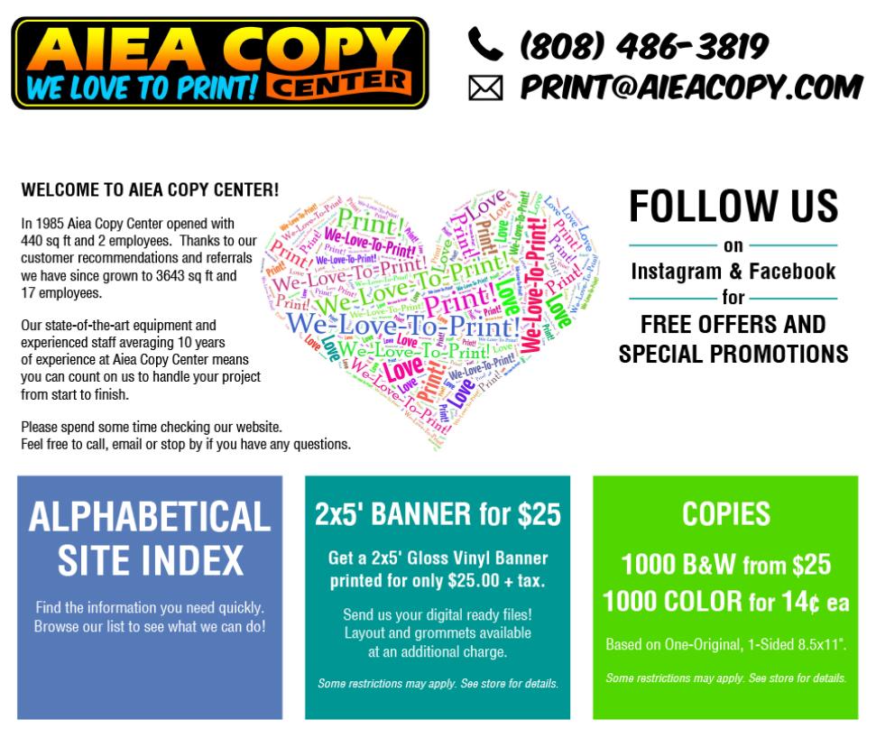 Aiea Copy Center Largest Xerox Print Shop in Hawaii